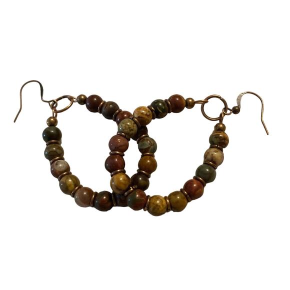 Hollow Droplet Shape Colorful Beads Decor Dangle Earrings Retro Boho Style NEW - Picture 5 of 7